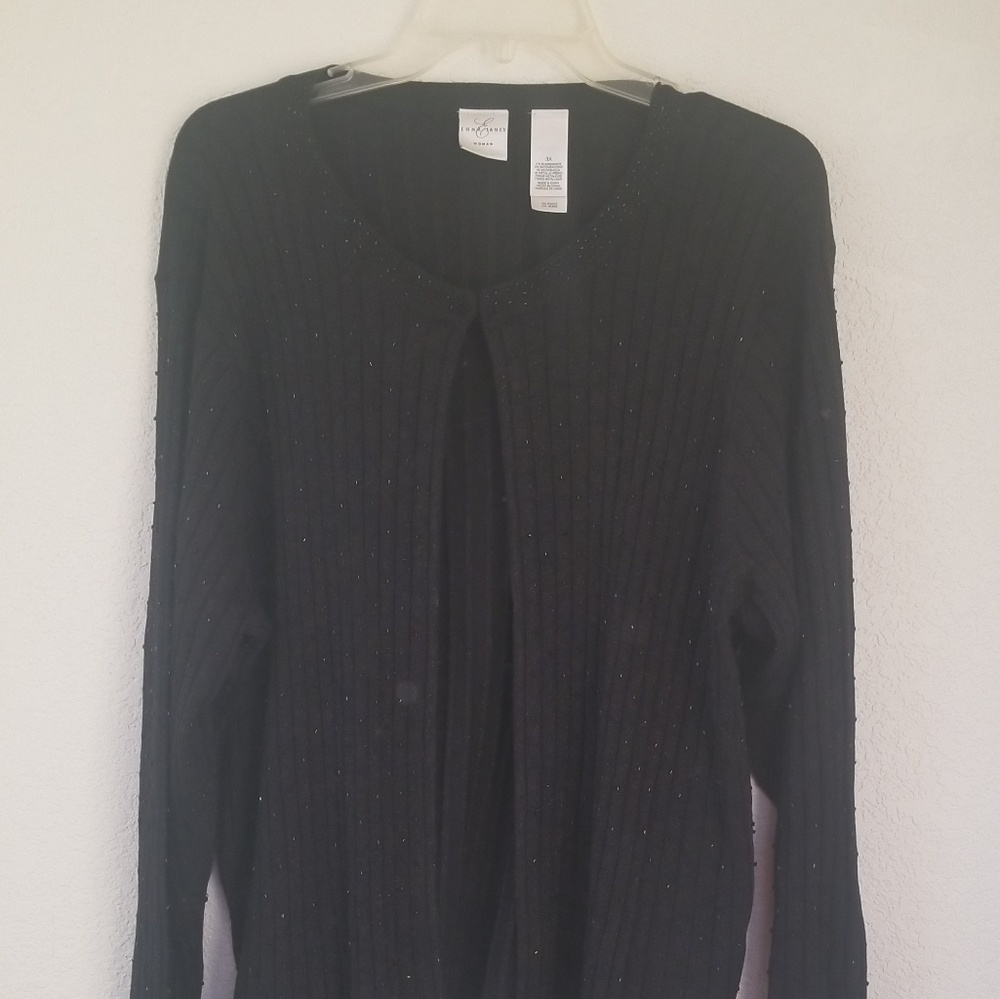 Emma James 3x Button Down Black Blingy Sweater